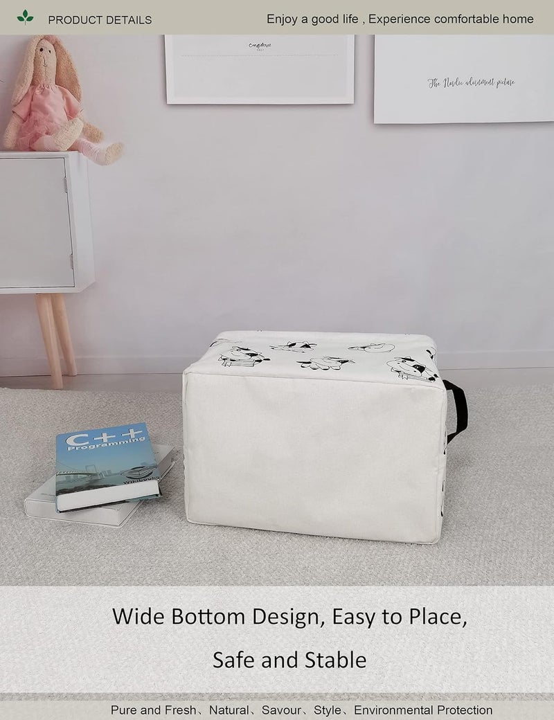 ONOEV Rectangular Folding Laundry Basket,Canvas Basket,Nersury Hamper,Suitable for Children,Office,Bedroom,Clothes,Toys Storage (REC Cow), 14.9’’L ×10.2’’W×9.05’’H inches - Image 5